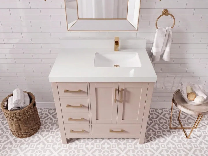 Malibu 36 in. W x 22 in. D Right Offset Sink Bathroom Vanity - photo 31