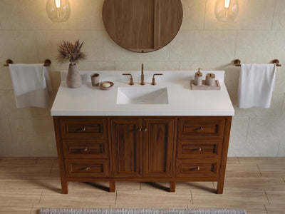 Nashville Teak Wood 60 in. W x 22 in. D Single Sink Bathroom Vanity