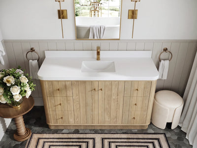 Houston Freestanding White Oak 60 in. W x 22 in. D Single Sink Bathroom Vanity