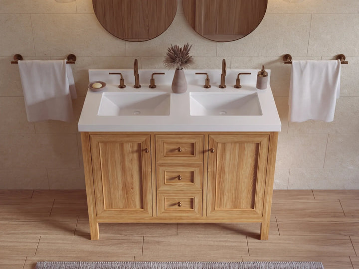 Nashville Teak Wood 48 in. W x 22 in. D Double Sink Bathroom Vanity - photo 10