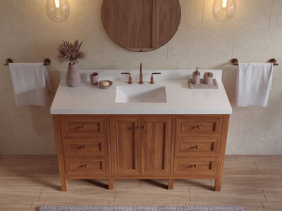 Nashville Teak Wood 60 in. W x 22 in. D Single Sink Bathroom Vanity