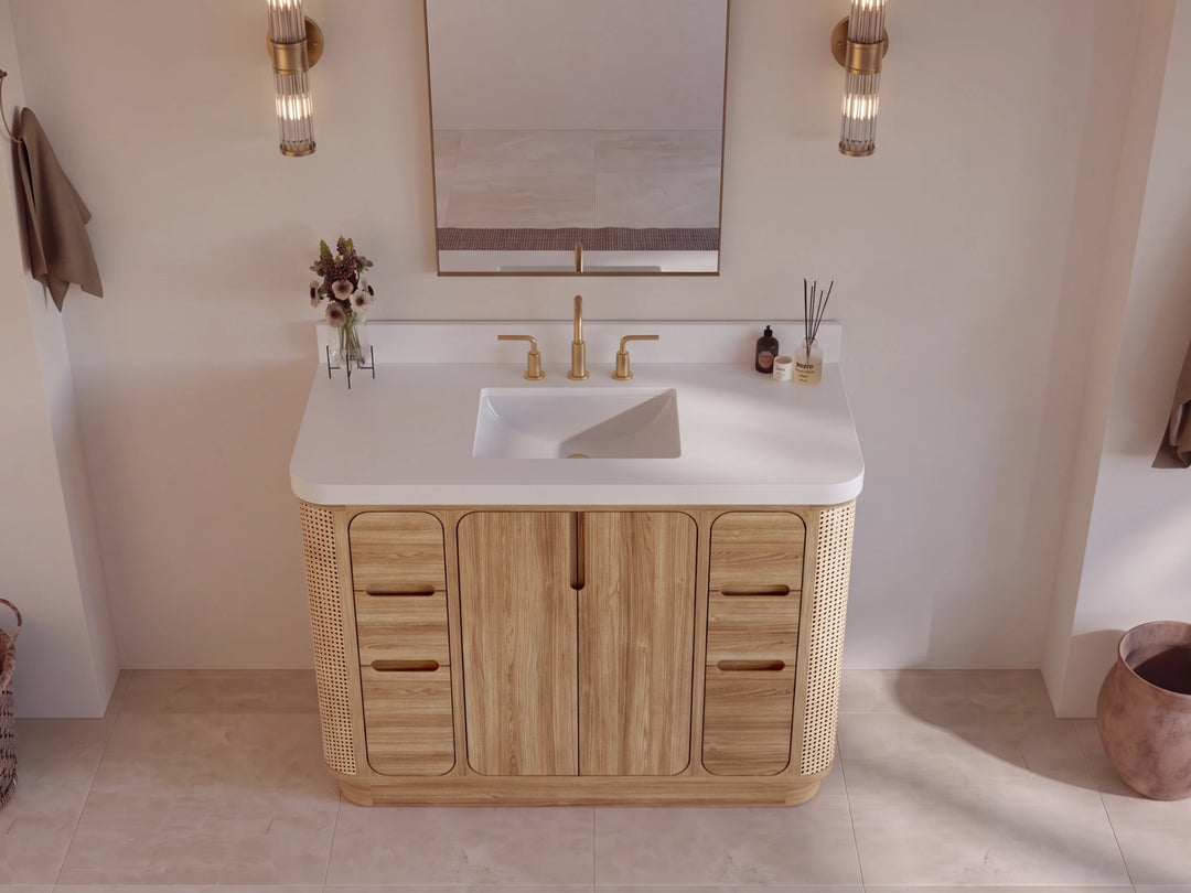Ventura Teak 48 in. W x 22 in. D Single Sink Bathroom Vanity | 
              
                Light Natural Teak
                
                  
             - VTR_TK_LNT_CARM_48S - photo №6
