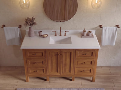 Nashville Teak Wood 60 in. W x 22 in. D Single Sink Bathroom Vanity