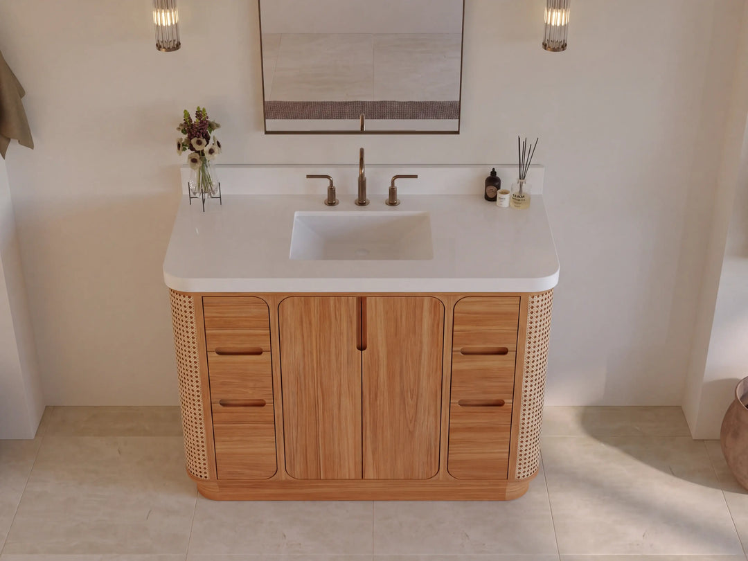 Ventura Teak 48 in. W x 22 in. D Single Sink Bathroom Vanity | 
              
                Light Natural Teak
                
                  
             - VTR_TK_LNT_CARM_48S - photo №7