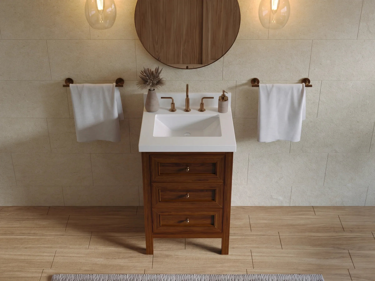 Nashville Teak Wood 24 in. W x 22 in. D Single Sink Bathroom Vanity