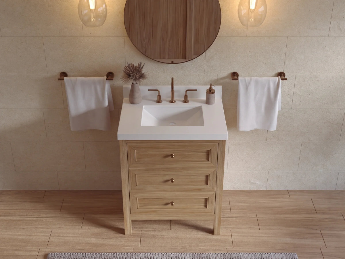 Nashville Teak Wood 30 in. W x 22 in. D Single Sink Bathroom Vanity