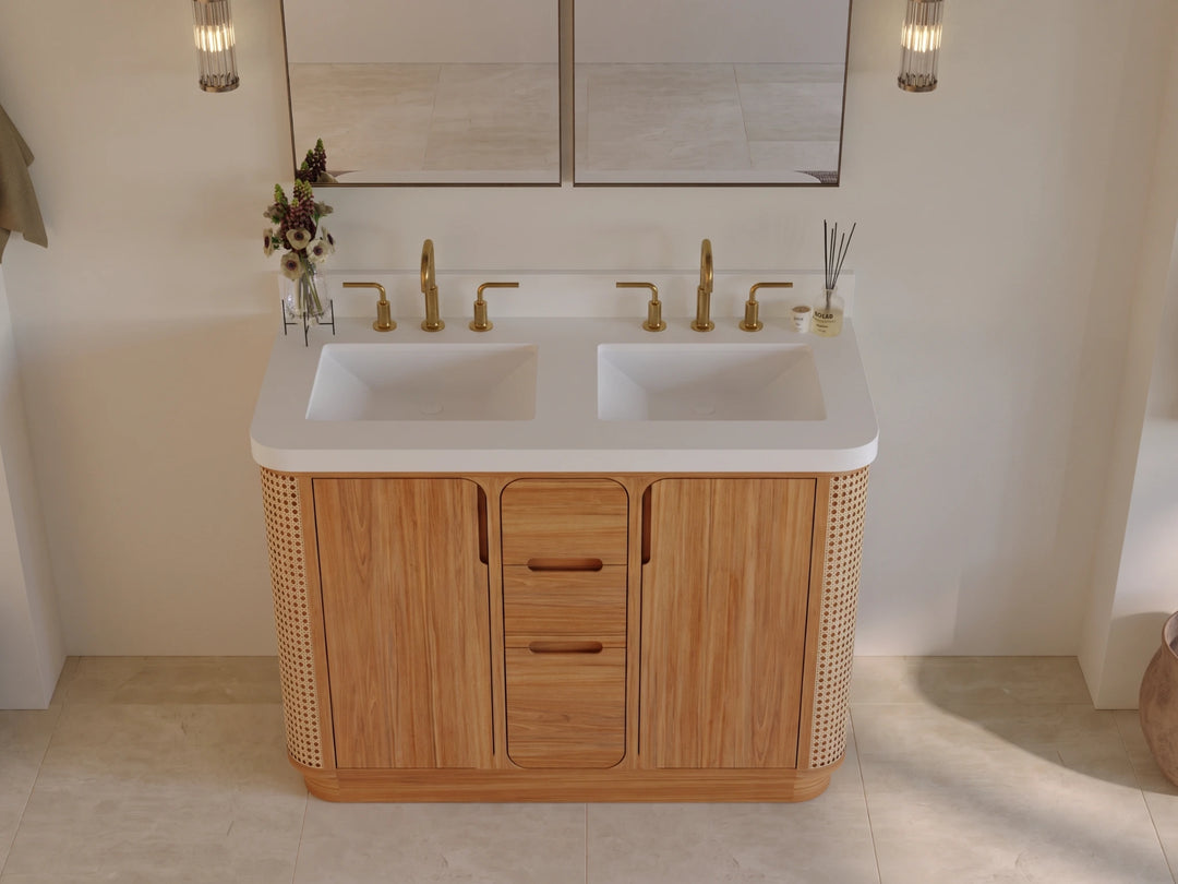 Ventura Teak 48 in. W x 22 in. D Double Sink Bathroom Vanity | 
              
                Light Natural Teak
                
                  
             - VTR_TK_LNT_CA_GL_48D - photo №16