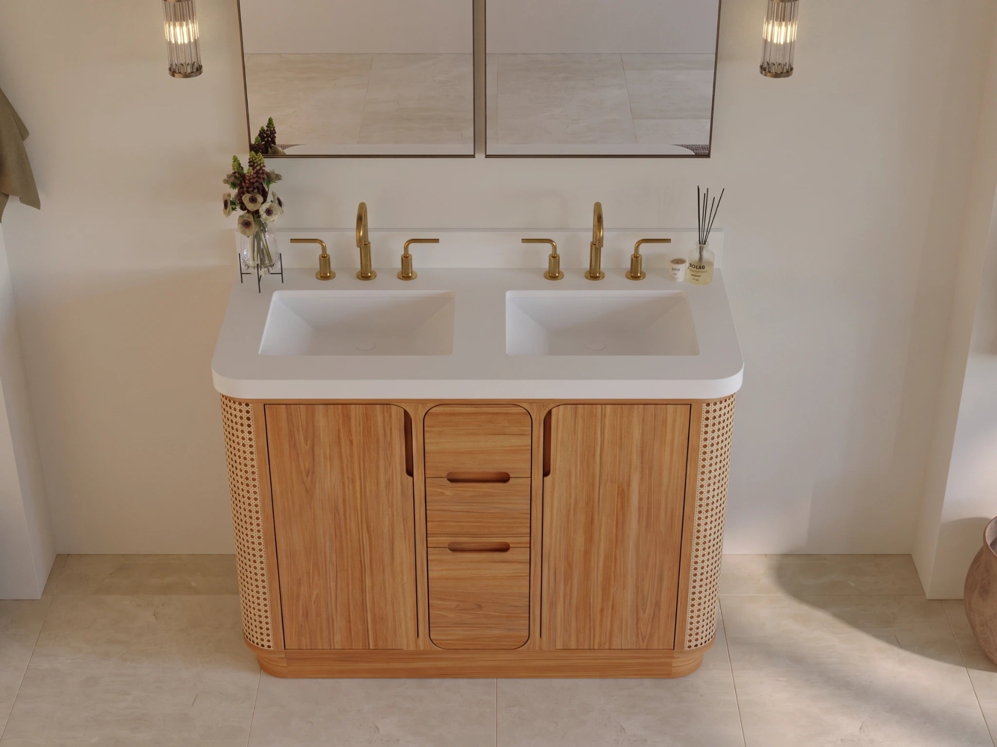 Ventura Teak Wood 48 in. W x 22 in. D Double Sink Bathroom Vanity