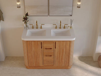 Ventura Teak Wood 48 in. W x 22 in. D Double Sink Bathroom Vanity