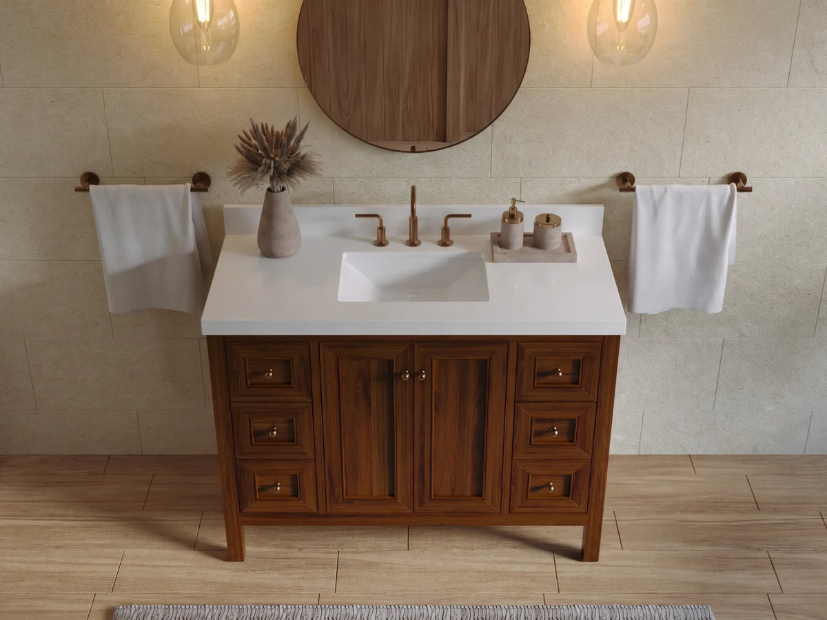 Nashville Teak Wood 48 in. W x 22 in. D Single Sink Bathroom Vanity