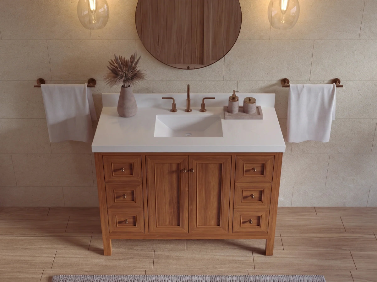 Nashville Teak Wood 48 in. W x 22 in. D Single Sink Bathroom Vanity