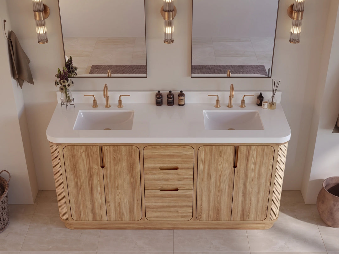 Ventura Teak 72 in. W x 22 in. D Double Sink Bathroom Vanity | 
              
                Light Natural Teak
                
                  
             - VTR_TK_LNT_CA_LZ_72D - photo №7