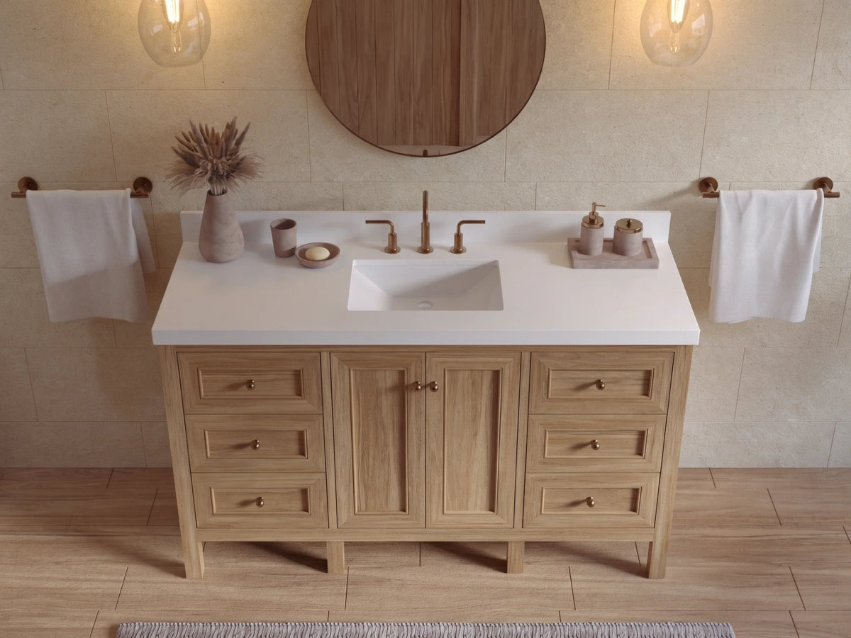 Nashville Teak Wood 60 in. W x 22 in. D Single Sink Bathroom Vanity
