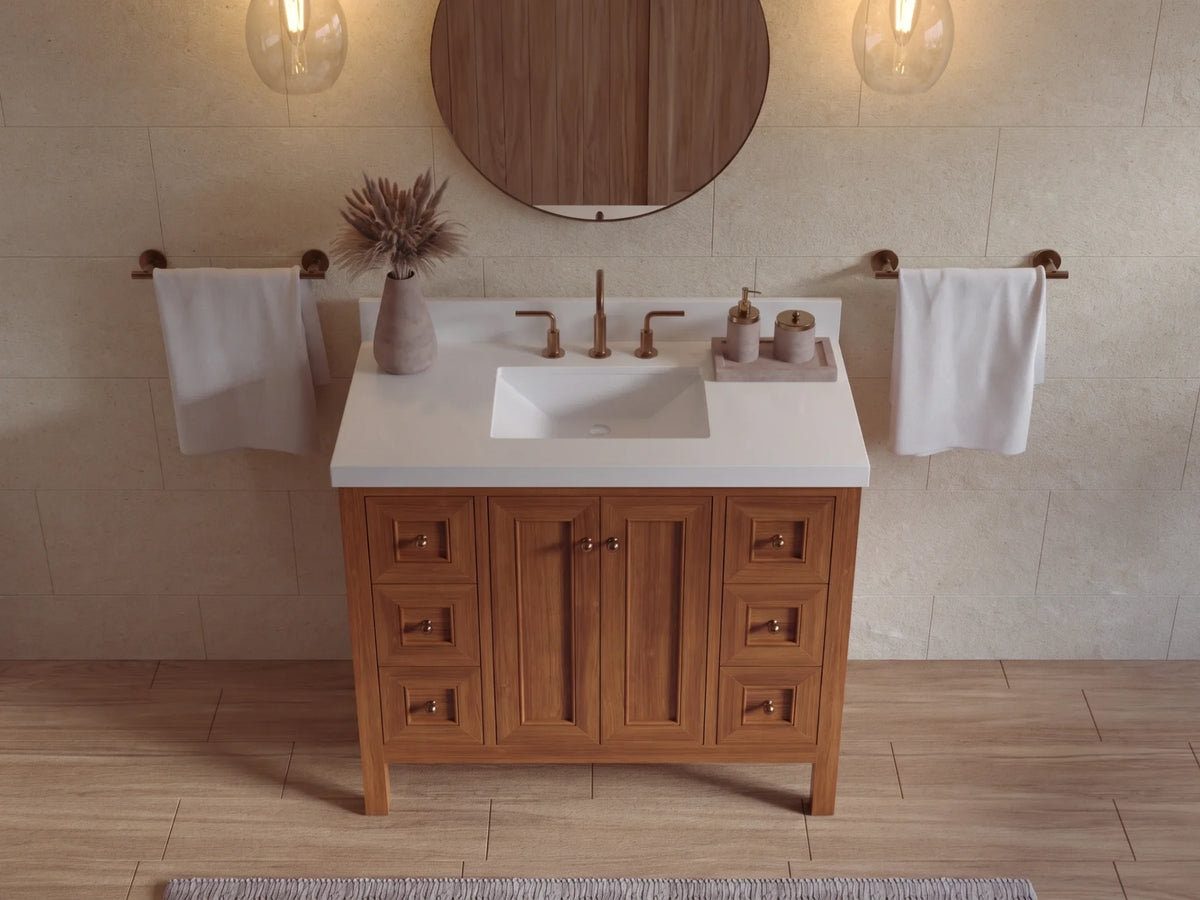 Nashville Teak Wood 42 in. W x 22 in. D Single Sink Bathroom Vanity