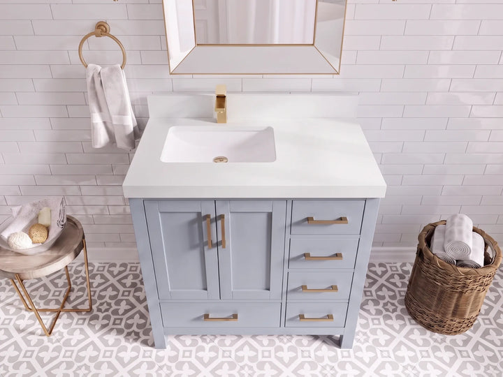 Malibu 36 in. W x 22 in. D Left Offset Sink Bathroom Vanity - photo 31