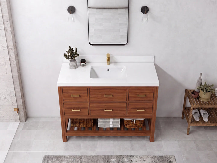 Parker Teak Wood 48 in. W x 22 in. D Single Sink Bathroom Vanity - photo 5