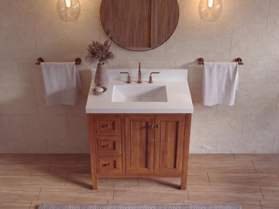 Nashville 36 in. W x 22 in. D Center Sink Teak Wood Bathroom Vanity