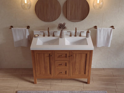 Nashville Teak Wood 48 in. W x 22 in. D Double Sink Bathroom Vanity