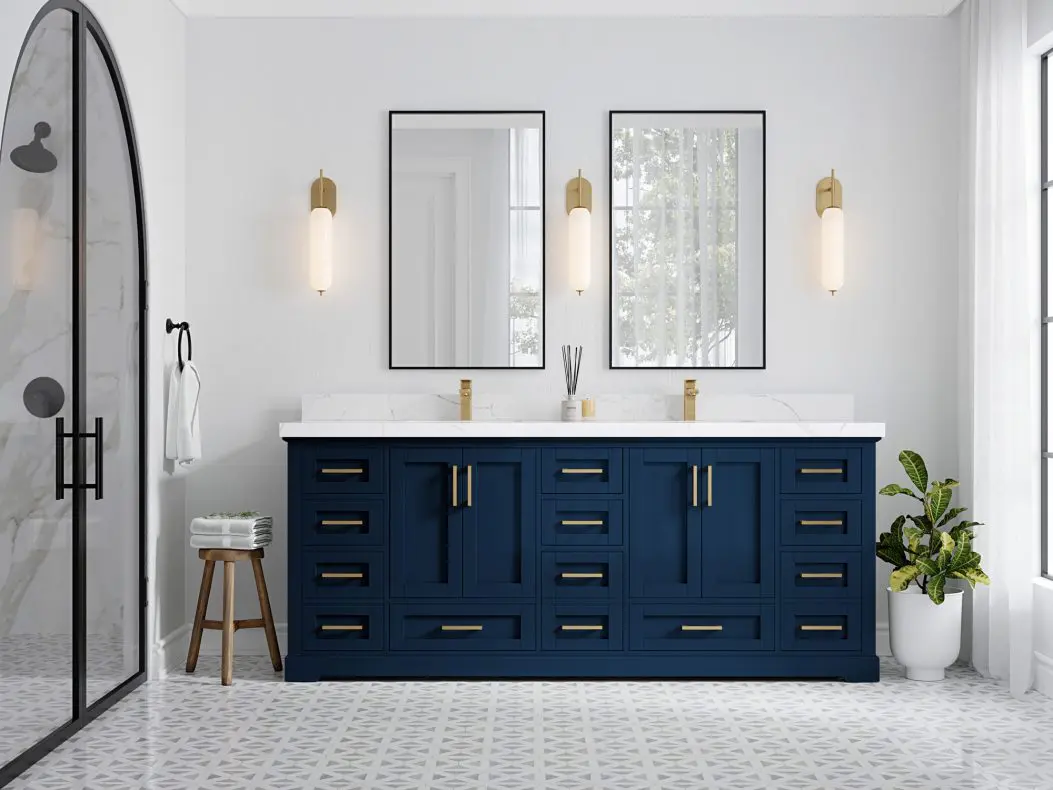 Boston 84 in. W x 22 in. D Double Sink Bathroom Vanity with Countertop ...