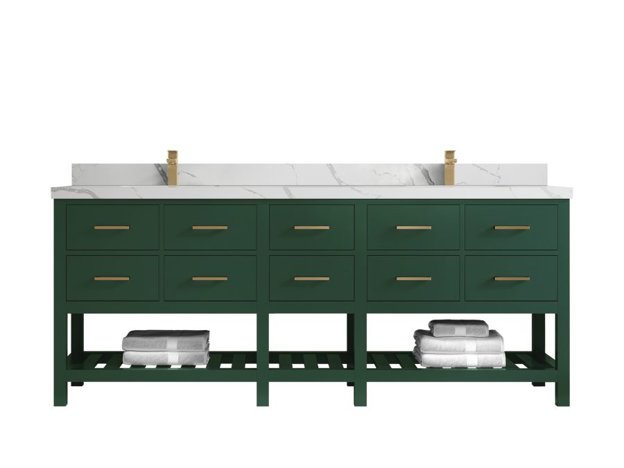Charlotte White Oak 84 in. W x 22 in. D Double Sink Bathroom Vanity PRK_LGN_2_CA_LZ_84FAUCET-1-900x675