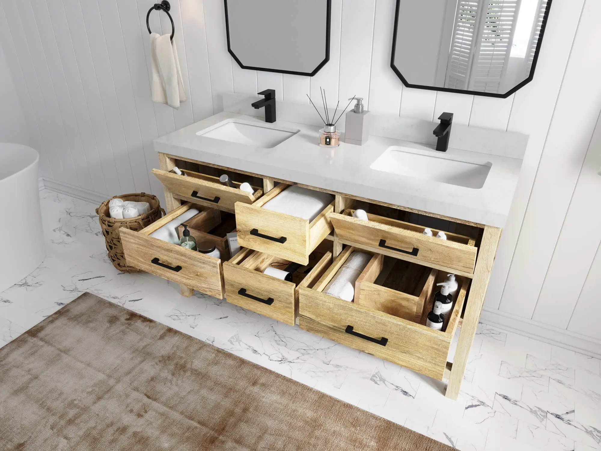 Parker Mango 60 in. W x 22 in. D Double Sink Bathroom Vanity with ...