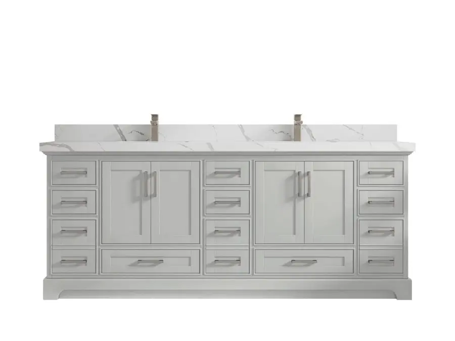 Santa Monica Solid Teak 84 in. W x 22 in. D Double Sink Bathroom Vanity ...