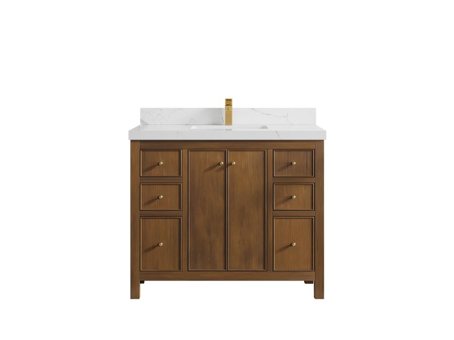 Bathroom Vanities - Single Sink - Bathroom Vanity size 40 - 49 IN - 40–49 in. Teak Wood Bathroom Vanity CHI_TK_DNT_CA_LZ_42FAUCET-900x675