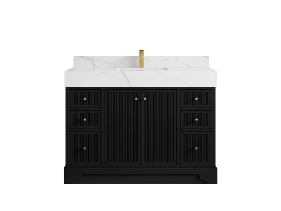 Manhattan 48 in. W x 22 in. D Single Sink Bathroom Vanity and White Basin(S