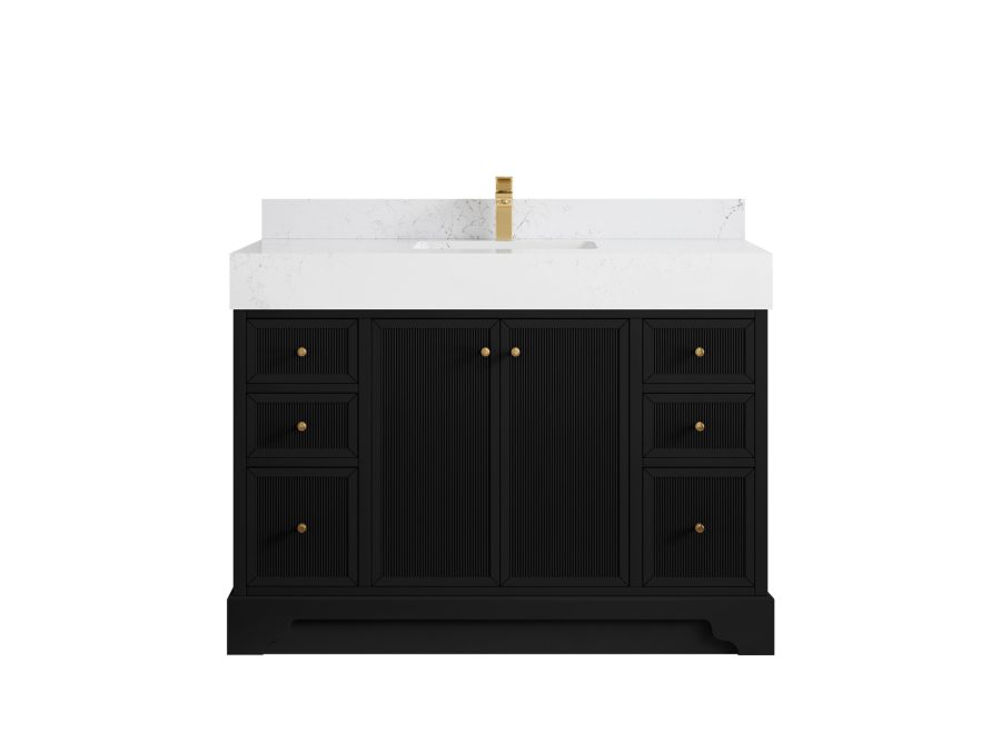 Manhattan 48 in. W x 22 in. D Single Sink Bathroom Vanity and White Basin(S)