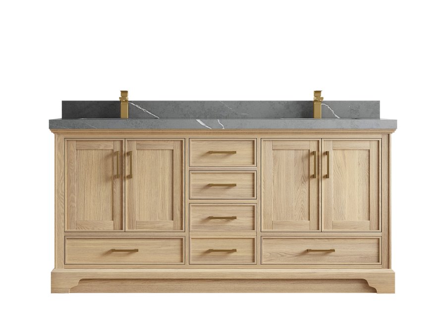 Malibu Mango Wood 84 in. W x 22 in. D Double Sink Bathroom Vanity CHR_WHOK_PT_GR_72DFAUCET-900x675