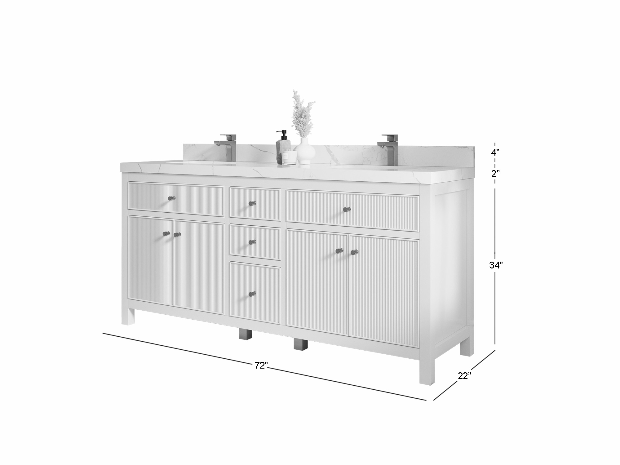 Sonoma 72 in. W x 22 in. D Vanity in Dark Charcoal with Vanity Top in Carrara with White Basins